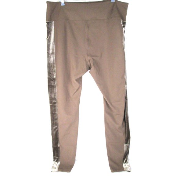 All Worthy Skinny Leggings 1X Taupe Velour Detail Polyester/Spandex Blend (B17) - Picture 3 of 11